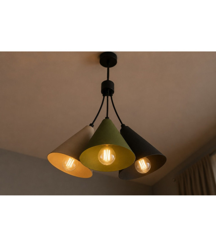 Sora Cluster Pendant Ceiling Light Beige Green Black 3x E27-3