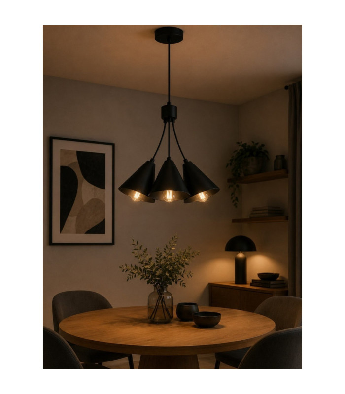 Sora Cluster Pendant Ceiling Light Black 3x E27-2
