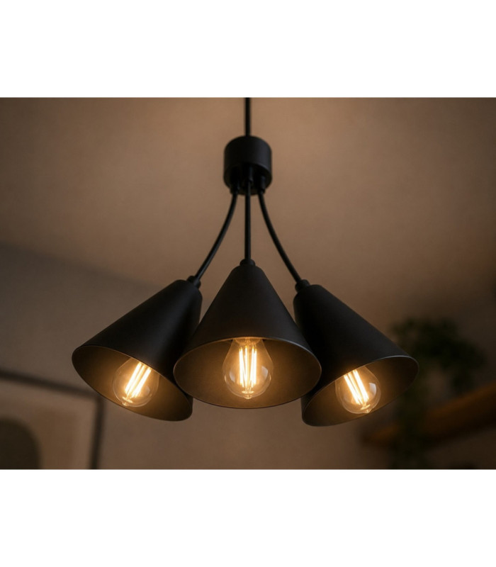 Sora Cluster Pendant Ceiling Light Black 3x E27-3