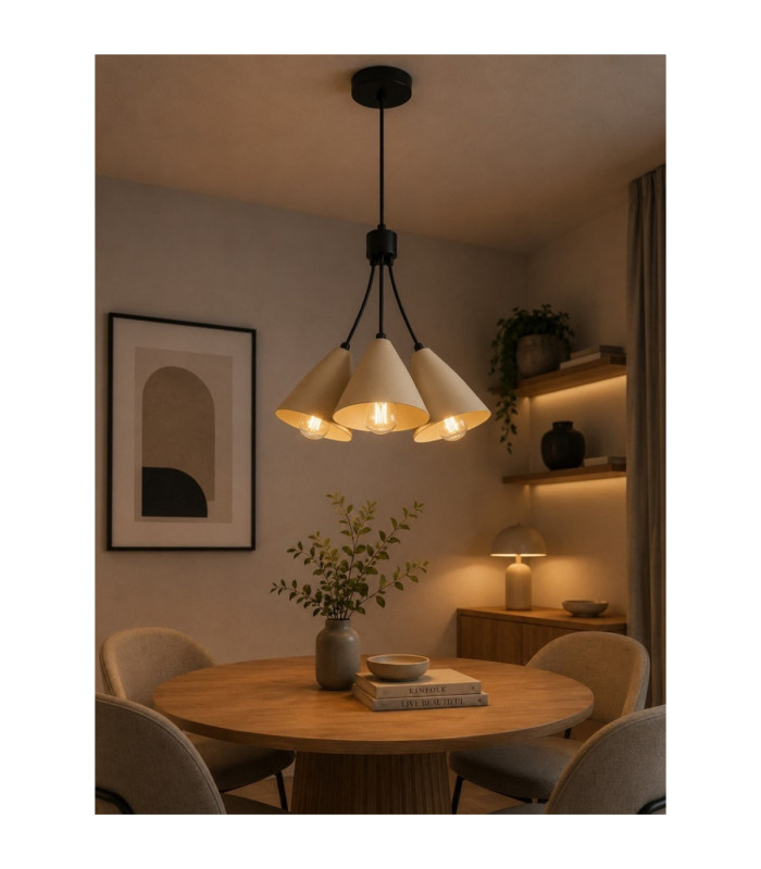 Sora Cluster Pendant Ceiling Light Beige 3x E27-2