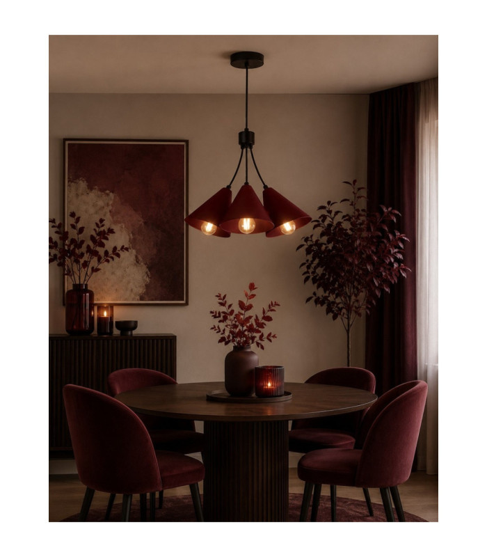 Sora Cluster Pendant Ceiling Light Burgundy 3x E27-2