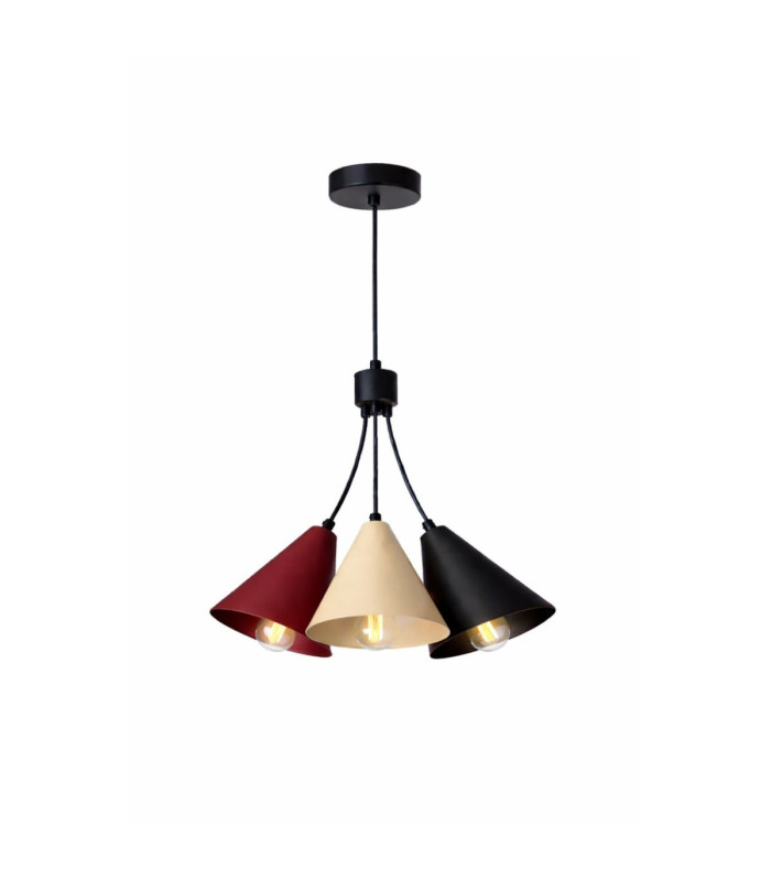 Sora Cluster Pendant Ceiling Light Burgundy Beige Black 3x E27-1