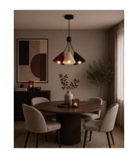 Sora Cluster Pendant Ceiling Light Burgundy Beige Black 3x E27-2