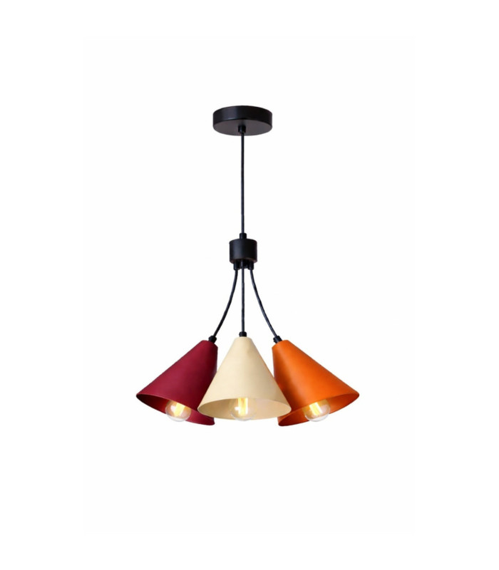 Sora Cluster Pendant Ceiling Light Burgundy Beige Orange 3x E27-1