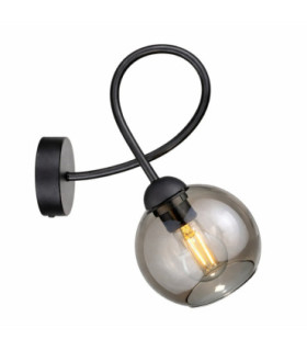 Lyra Wall Lamp Black Smoky Glass Shade 1x E27-1