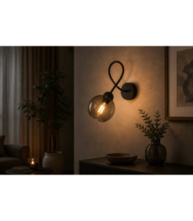 Lyra Wall Lamp Black Smoky Glass Shade 1x E27-2