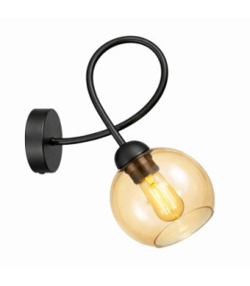 Lyra Wall Lamp Black Amber Glass Shade 1x E27-1