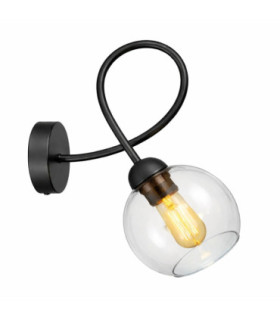 Lyra Wall Lamp Black Transparent Glass Shade 1x E27-1