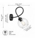 Lyra Wall Lamp Black Transparent Glass Shade 1x E27-4
