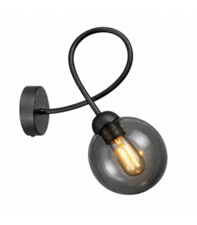 Lyra Globe Wall Lights Black Smoky Glass Shade 1x E27-1