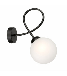 Lyra Globe Wall Lights Black White Glass Shade 1x E27-1