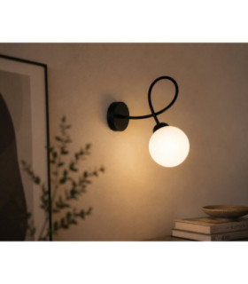 Lyra Globe Wall Lights Black White Glass Shade 1x E27-2
