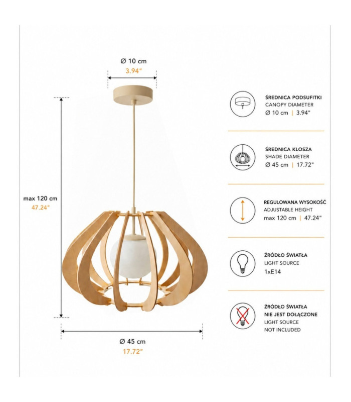 Alva Wire Frame Pendant Ceiling Light Beige 1x E27-4
