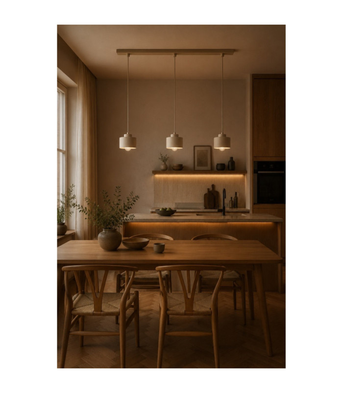 Simply Bar Pendant Ceiling Light Beige 3x E27-2