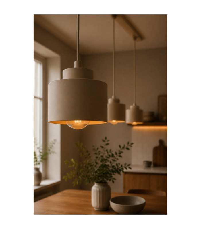 Simply Bar Pendant Ceiling Light Beige 3x E27-3