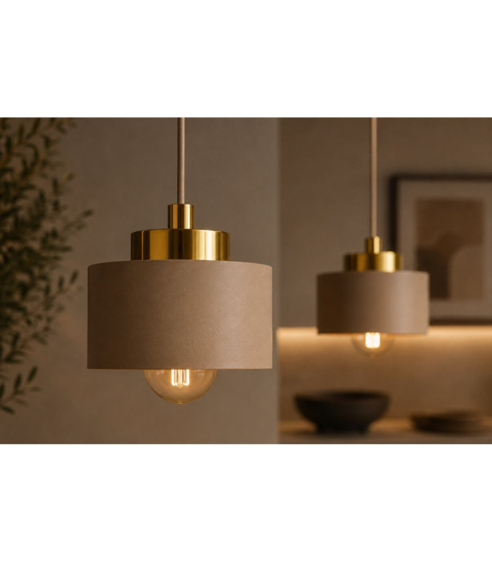 Simply Bar Pendant Ceiling Light Beige Gold 2x E27-3