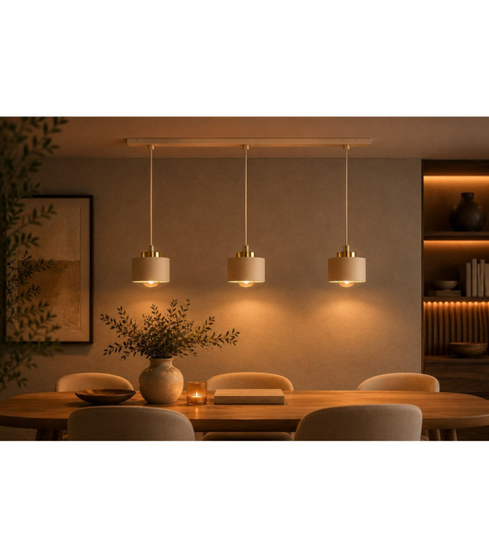 Simply Bar Pendant Ceiling Light Beige Gold 3x E27-2