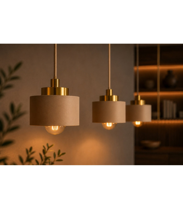 Simply Bar Pendant Ceiling Light Beige Gold 3x E27-3
