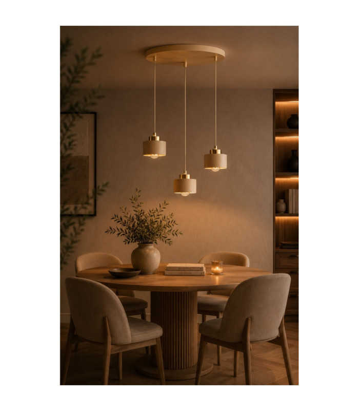 Simply Cluster Pendant Ceiling Light Beige Gold 3x E27-2