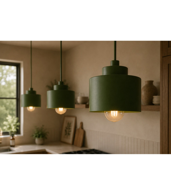 Simply Bar Pendant Ceiling Light Green 3x E27-3