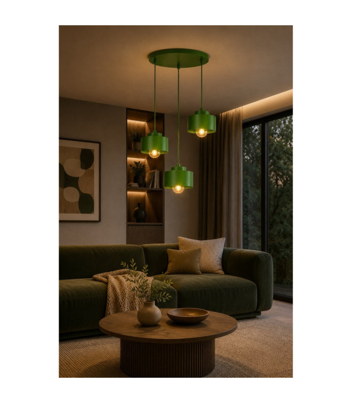 Simply Cluster Pendant Ceiling Light Green 3x E27-2