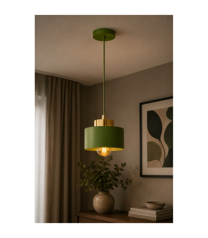Simply Slim Pendant Ceiling Light Green Gold 1x E27-2
