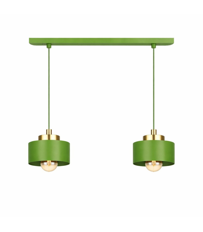Simply Bar Pendant Ceiling Light Green Gold 2x E27-1