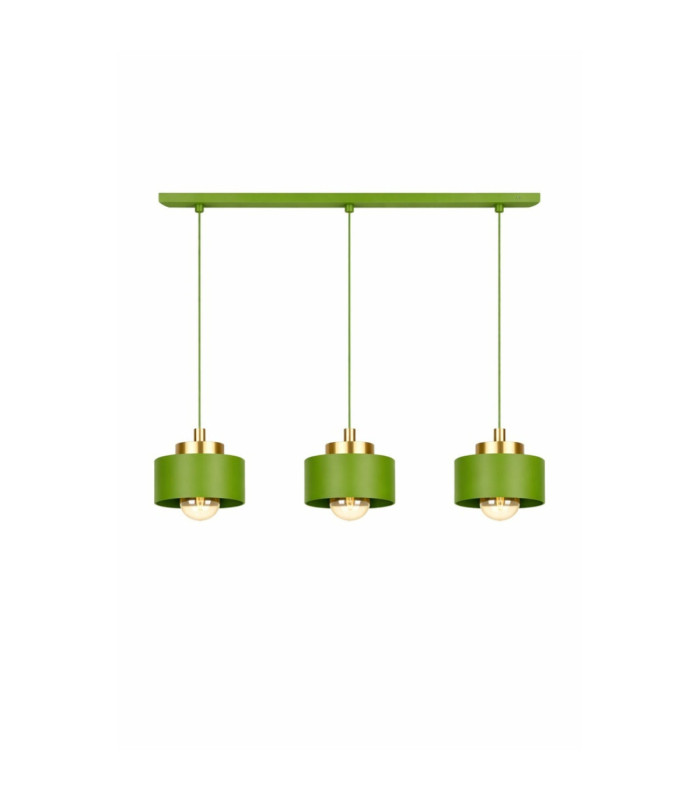 Simply Bar Pendant Ceiling Light Green Gold 3x E27-1