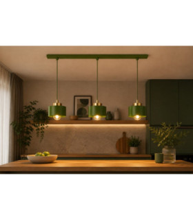 Simply Bar Pendant Ceiling Light Green Gold 3x E27-2