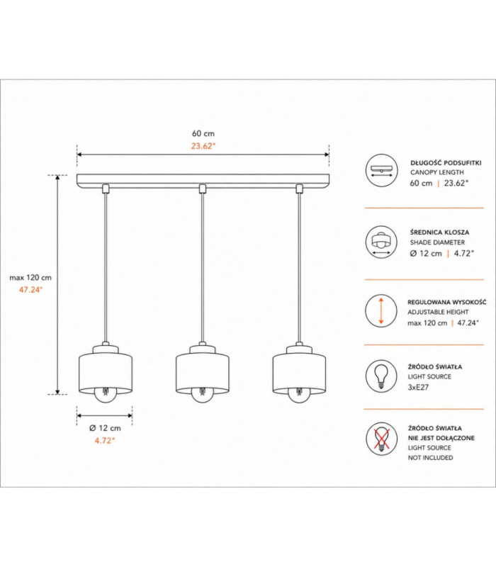 Simply Bar Pendant Ceiling Light Green Gold 3x E27-3