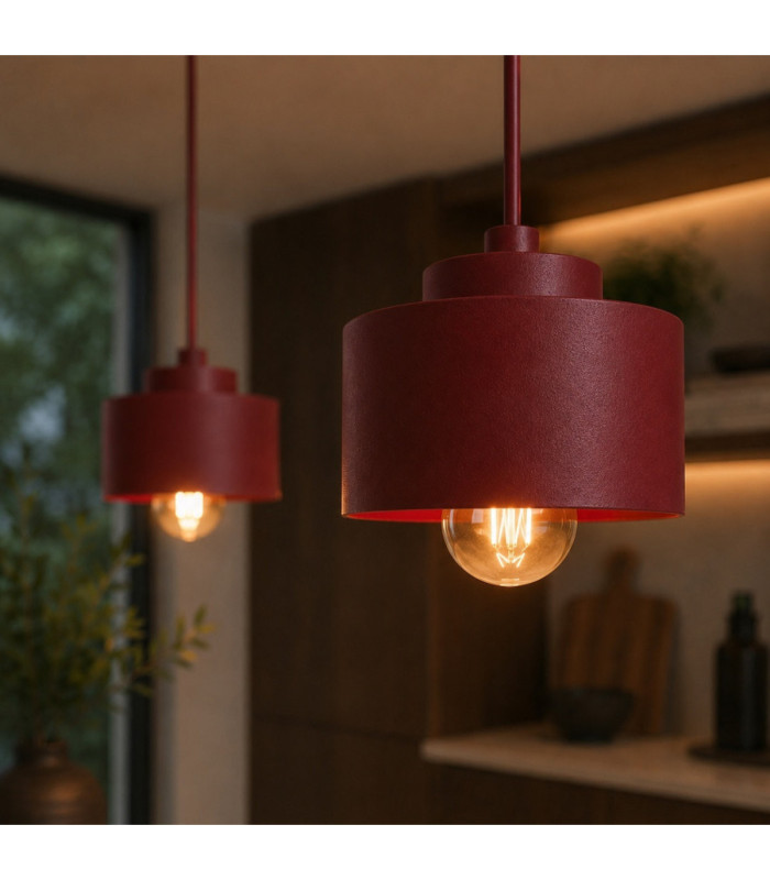 Simply Bar Pendant Ceiling Light Burgundy 2x E27-3