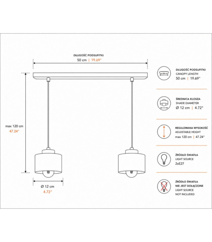 Simply Bar Pendant Ceiling Light Burgundy 2x E27-4