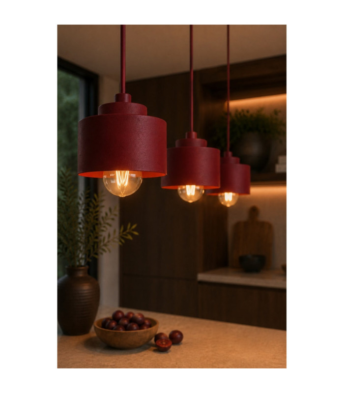 Simply Bar Pendant Ceiling Light Burgundy 3x E27-3