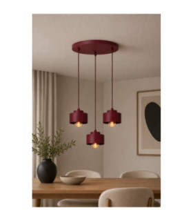 Simply Cluster Pendant Ceiling Light Burgundy 3x E27-2