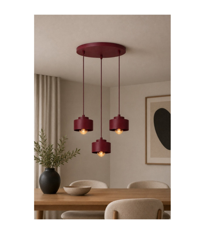 Simply Cluster Pendant Ceiling Light Burgundy 3x E27-2