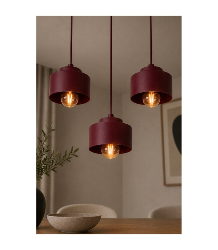 Simply Cluster Pendant Ceiling Light Burgundy 3x E27-3