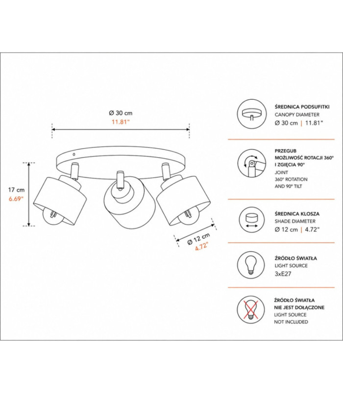 Simply Ceiling Spotlight Clusters Burgundy 3x E27-3