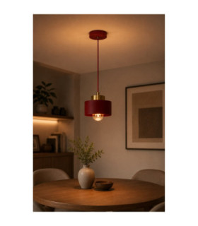 Simply Slim Pendant Ceiling Light Burgundy Gold 1x E27-2