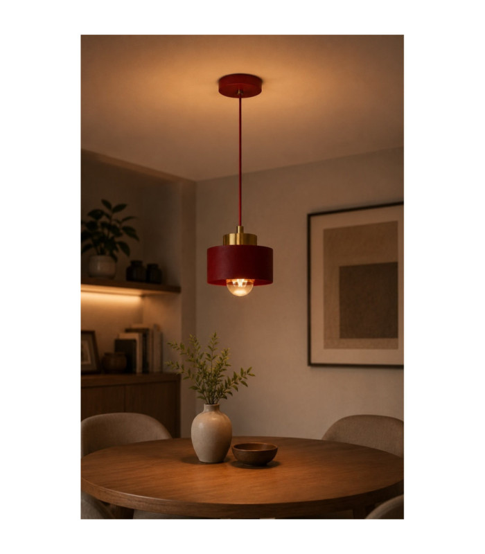 Simply Slim Pendant Ceiling Light Burgundy Gold 1x E27-2