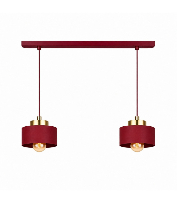 Simply Bar Pendant Ceiling Light Burgundy Gold 2x E27-1
