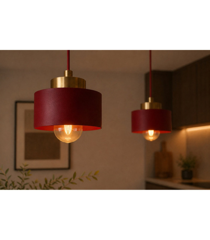 Simply Bar Pendant Ceiling Light Burgundy Gold 2x E27-3