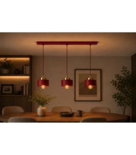 Simply Bar Pendant Ceiling Light Burgundy Gold 3x E27-2
