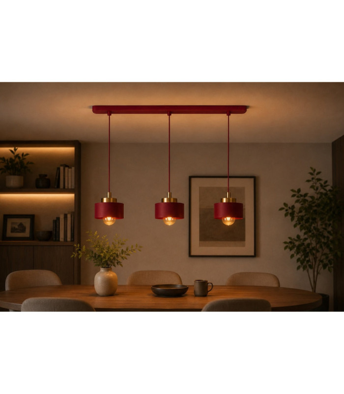 Simply Bar Pendant Ceiling Light Burgundy Gold 3x E27-2