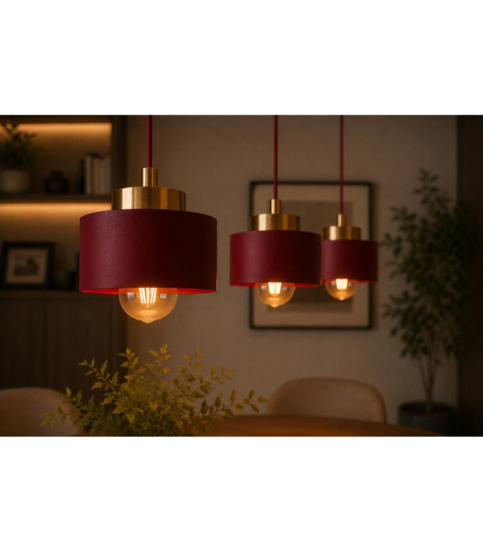 Simply Bar Pendant Ceiling Light Burgundy Gold 3x E27-3