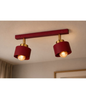 Simply Twin Ceiling Spotlight Burgundy Gold 2x E27-2