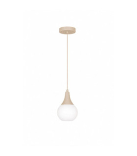 Lacrima Slim Pendant Ceiling Light Beige White Glass Shade 1x E27-1