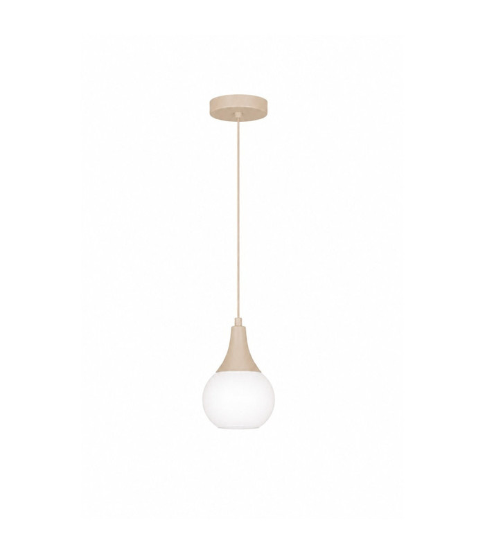Lacrima Slim Pendant Ceiling Light Beige White Glass Shade 1x E27-1