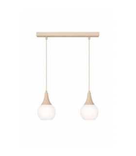 Lacrima Bar Pendant Ceiling Light Beige White Glass Shade 2x E27-1