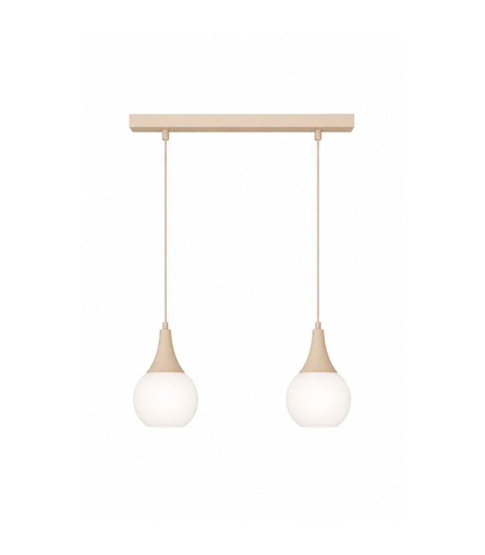 Lacrima Bar Pendant Ceiling Light Beige White Glass Shade 2x E27-1
