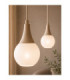 Lacrima Bar Pendant Ceiling Light Beige White Glass Shade 2x E27-3